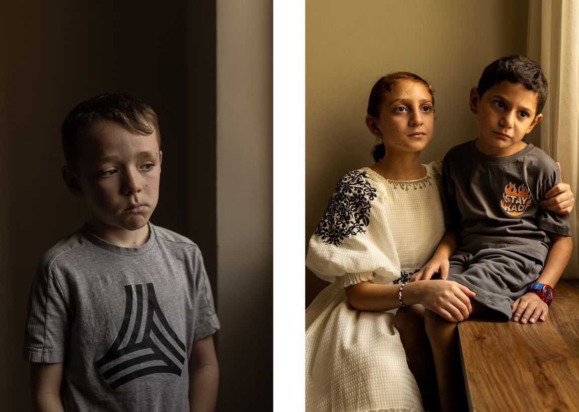 links: 1. Platz: © Avishag Shaar-Yashuv, Israel (für The New York Times), Israel: Das Trauma des kleinen Stav, rechts: 1. Platz: © Samar Abu Elouf, Gaza, Palästina (für The New York Times), Palästina: Das Drama von Dareen und Kinan